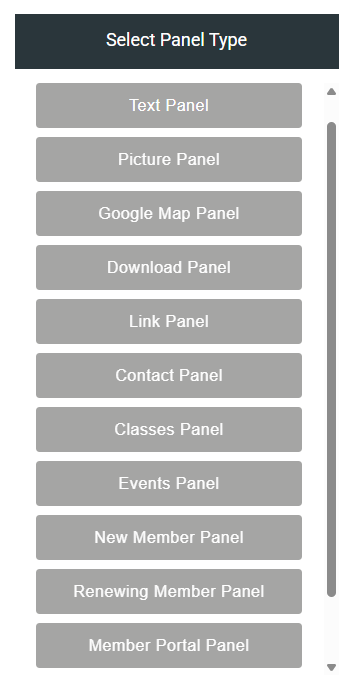 Website panels